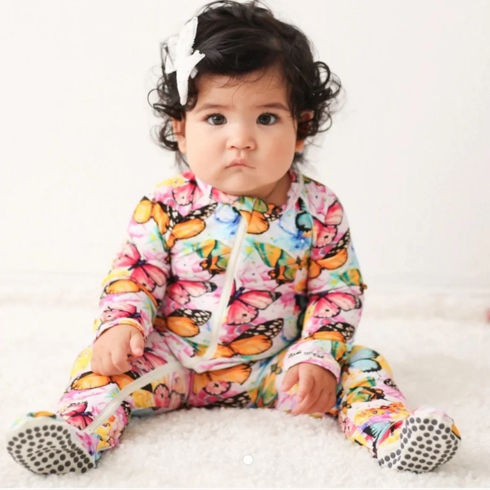 NWT Bestaroo Butterfly Flutter Dreams Bamboo Footie 9-12M Colorful Butterflies 🦋